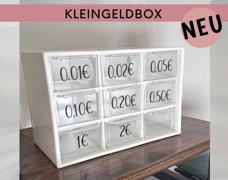 Kleingeldbox zur Aufbewahrung für Kleingeld für die Umschlagmethode, Kleingeldchallenge, Aufbewahrungsbox mit Schubladen immagine 1