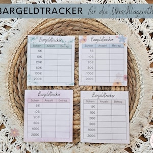 Laminierter Bargeld Tracker - verschiedene Farben - Wiederverwendbar - Budgetvorlage - Budgettracker - Umschlagmethode - Cashstuffing