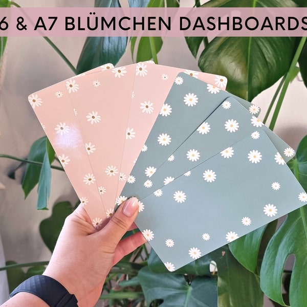 A6 & A7 Blümchen Dashboards foliert und beidseitig bedruckt, Sommer Edition, Dashboards für die Umschlagmethode