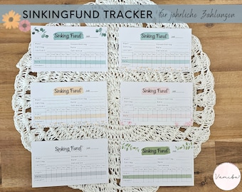 Sinking Fund Tracker für jährliche Zahlungen, Printversion, A6 Format, passend für A6 Umschläge, Finanzvorlage, Budgetvorlage
