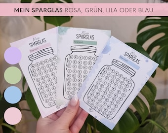 Mein Sparglas Printversion, 250 mg Pappe, passend für A6 Zippertaschen, Kleingeld oder Geld visuell sparen, Spartracker