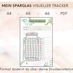 Download Mein Sparplan A4 - A5 - A6 Sparchallenge Tracker  Sparglas