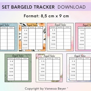 Download 7 verschiedene Bargeld Tracker - verschiedene Farben - Wiederverwendbar - Budgetvorlage - Budgettracker - Umschlagmethode -