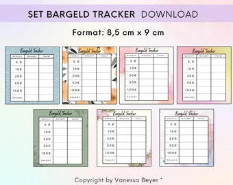 Download 7 verschiedene Bargeld Tracker - verschiedene Farben - Wiederverwendbar - Budgetvorlage - Budgettracker - Umschlagmethode -