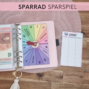 Das Sparrad, das Sparspiel für Jeden, foliertes Sparspiel, passend für A6 Budgetplaner, Spaß beim Sparen