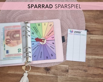 Das Sparrad, das Sparspiel für Jeden, foliertes Sparspiel, passend für A6 Budgetplaner, Spaß beim Sparen