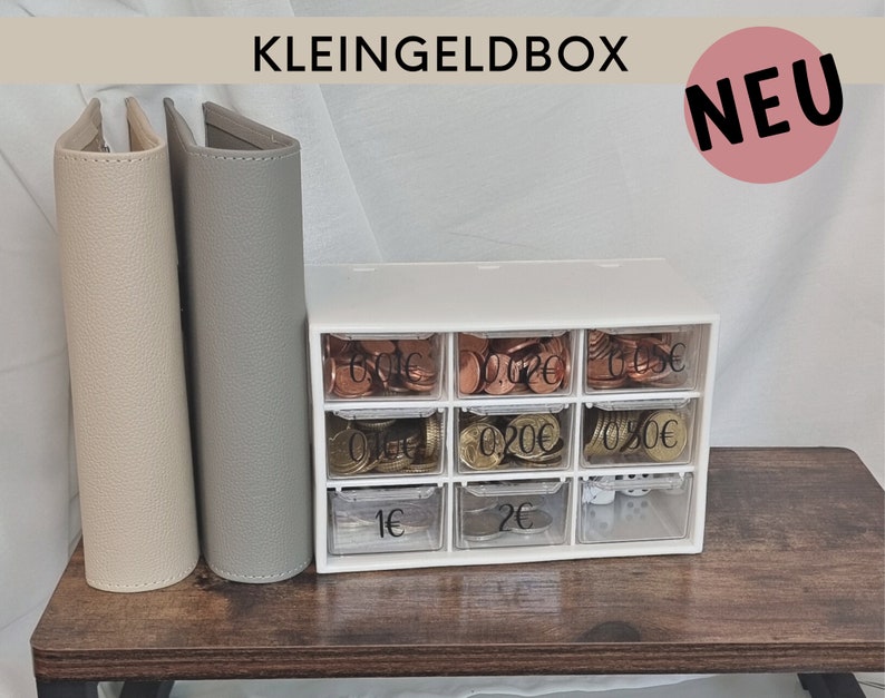 Kleingeldbox zur Aufbewahrung für Kleingeld für die Umschlagmethode, Kleingeldchallenge, Aufbewahrungsbox mit Schubladen Bild 4