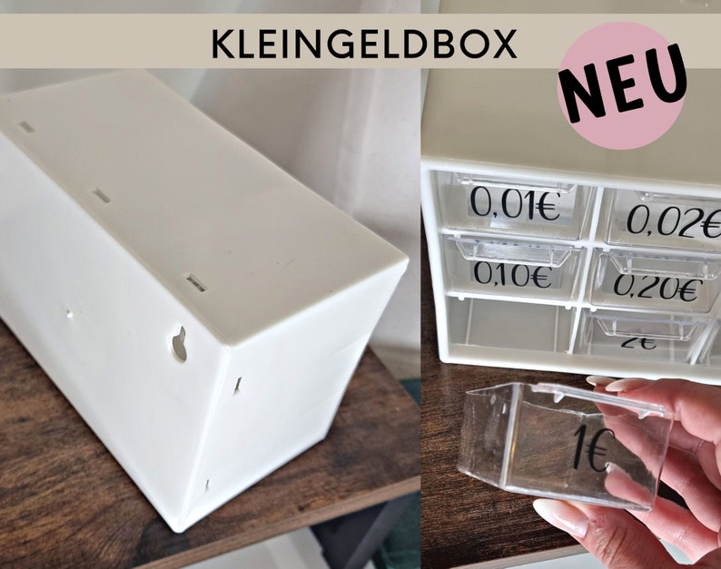 Kleingeldbox zur Aufbewahrung für Kleingeld für die Umschlagmethode, Kleingeldchallenge, Aufbewahrungsbox mit Schubladen Bild 6