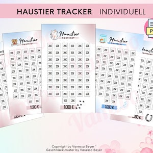 PDF Datei, Haustier Spartopf, Haustiertracker, Spartracker, Sparvorlage, Sinking Fund, Personalisierbar, A4, A5, A6