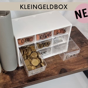 Kleingeldbox zur Aufbewahrung für Kleingeld für die Umschlagmethode, Kleingeldchallenge, Aufbewahrungsbox mit Schubladen Bild 5