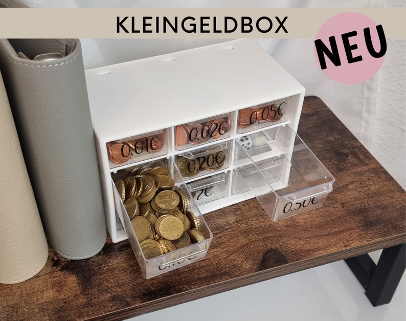 Kleingeldbox zur Aufbewahrung für Kleingeld für die Umschlagmethode, Kleingeldchallenge, Aufbewahrungsbox mit Schubladen immagine 5
