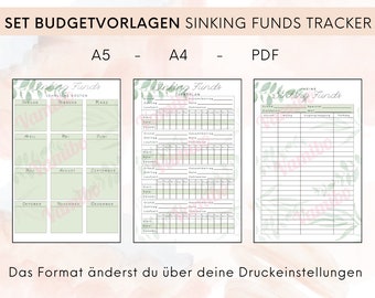 Set Sinking Funds Tracker - Budgetvorlagen - A4 - Sinking Funds Vorlagen - Tracker Set - grün