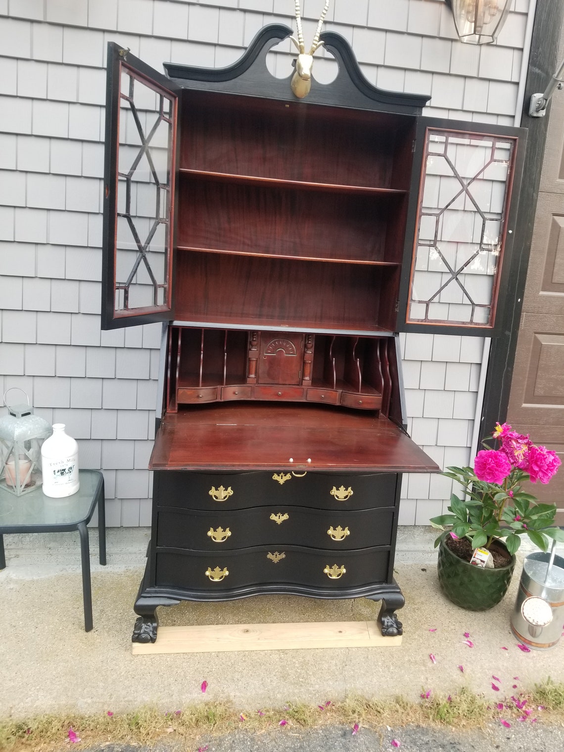 Secretary Desk Antique Hutch Etsy