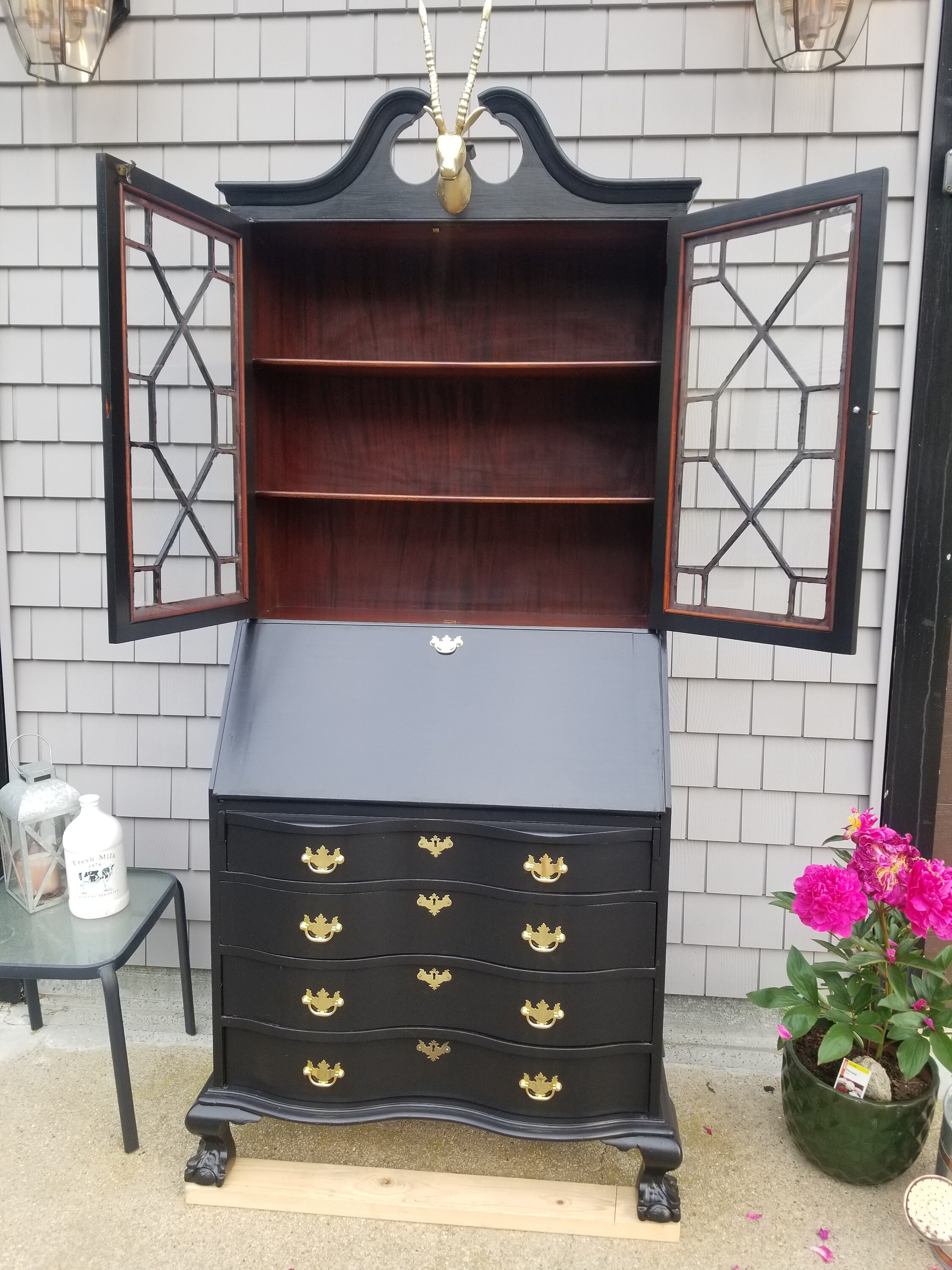 Secretary Desk Antique Hutch Etsy