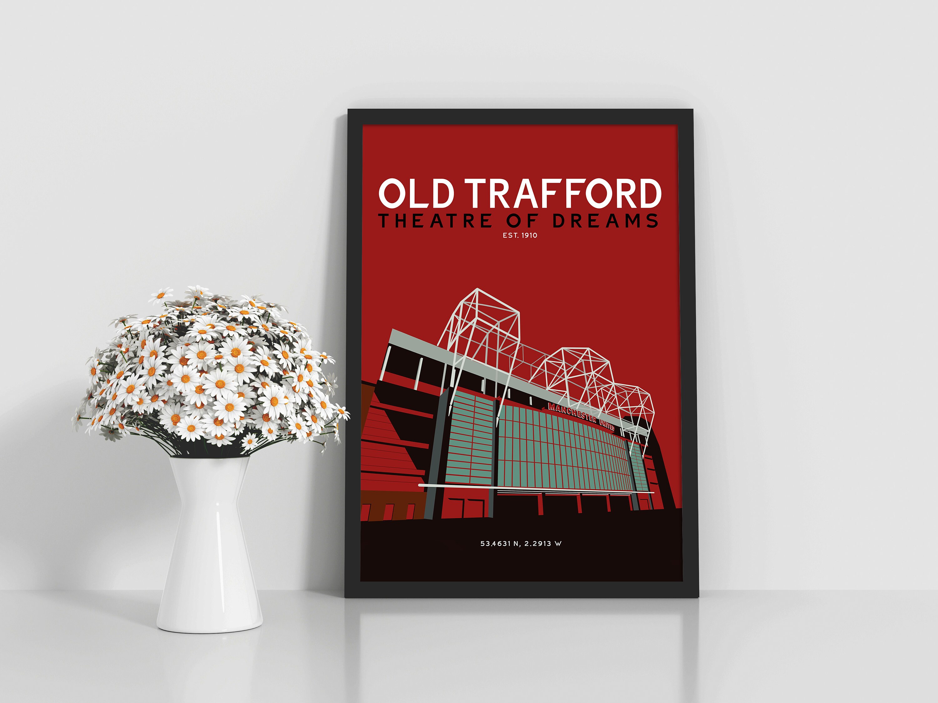 Old Trafford Stadium A3 Poster Manchester United Poster Old Etsy UK