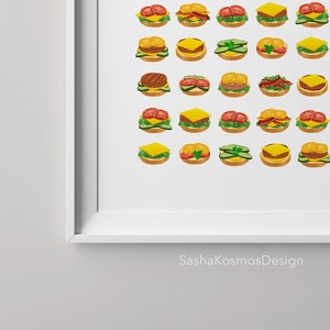 Wall Art Graphic Digital Print Design Living Cafe Room Decor Kitchen Decor Wall Art Burger