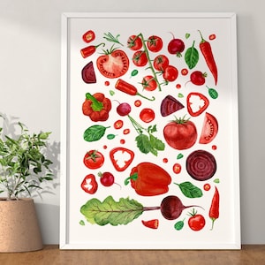 Watercolor Wall Art Watercolor Art Print Design Living Room Decor Kitchen Decor Wall Art Vegetables set