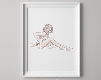 Line Art Painting Woman Set Graphic Wall Art Print Design Living Room Decor Bedroom Wall Art Clipart Instant Download