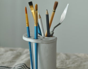 CERAMICS handmade CUP with BRUSH holder for painting and watercolor. Useful gifts for the artist