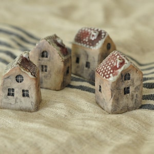Random Small Charming Handmade Ceramic House for Your Flower Pots or Garden
