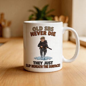 Alte Special Boat Service Cartoon Tasse | Sie werden einfach unter die Oberfläche geschoben