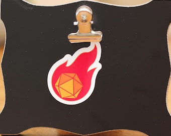 D20 Fireball Sticker | Dungeons & Dragons Fireball Sticker Notebook sticker Dice Box Decal Dungeon Master Gift