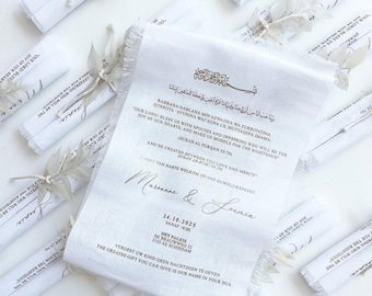 Fabric Wedding Invitations: Rustic Twine & Dried Floral Accents