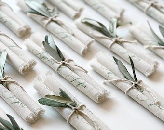 Fabric Wedding Invitations: Rustic Floral Twine, Custom Elegant Design