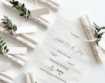 Fabric Wedding Invitations: Rustic Floral Twine, Custom Elegant Design
