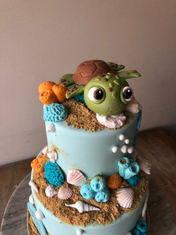 Fondant Sea Turtle Cake Topper Under The Sea Fondant Cake Etsy De