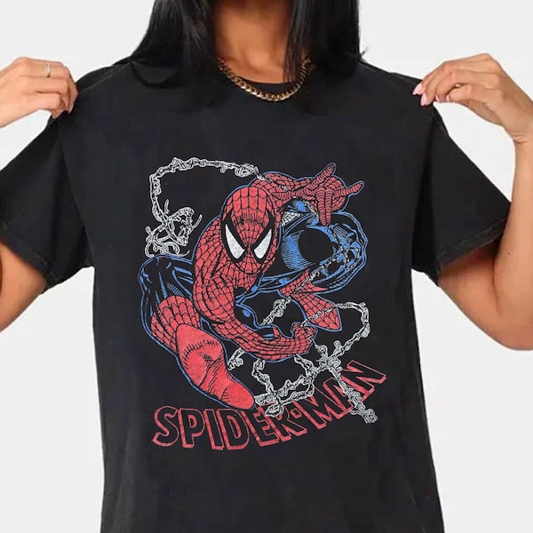 Retro Vintage Distressed look Spiderman Peter Parker Unisex Heavy Cotton 90s Graphic Tee Shirt