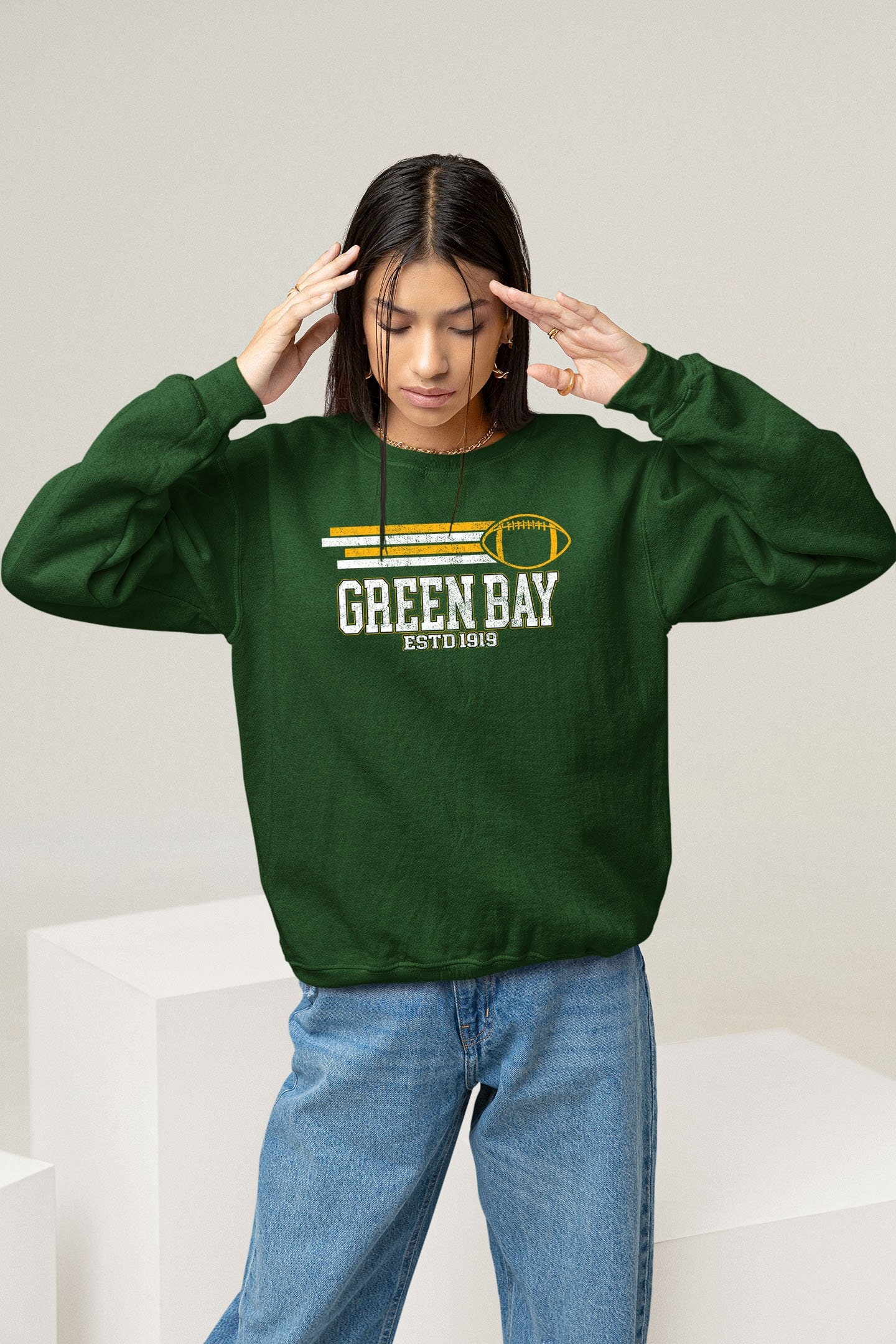 Vintage Green Bay Packers Sweatshirt, Green Bay Fan Crewneck Sweatshirt