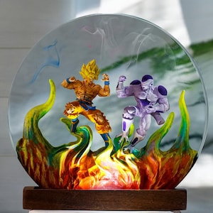 Lamp custom resin, custom night light, epoxy resin lamp, Anime Resin Lamp, handmade gift,bedside lamp wood, christmas gift, gifts for men