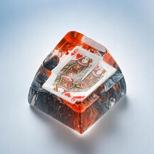 Aritsan Queen Spielkarte Tastenkappe Harz, Benutzerdefinierte Tastenkappen, orange Tastenkappen, ESC-Tastenkappe Handgemachte Cherry MX Mechanische Tastatur, Geschenke für ihn