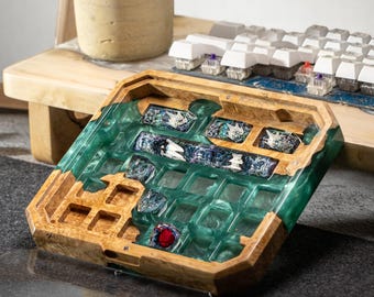 Caja de resina para teclas de madera, caja para guardar teclas, caja de epoxi para teclas, regalo hecho a mano, caja verde para teclas, ideas de regalo, caja de regalo para novio, regalo único