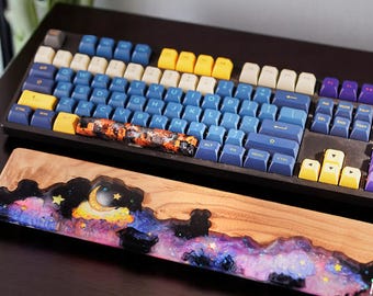 Handgelenkstütze Galaxy Resin Holz, Mechanische Tastatur Handgelenkstütze, Mond Handgelenkstütze, Handballenauflage, Gaming Handgelenkstütze, Handgemachtes Geschenk