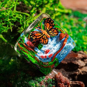Benutzerdefinierte Artisan Tastenkappen, Tastenkappen Anime süß, Schmetterling Tastenkappen Harz, orange Tastenkappen Epoxy, grüne Tastenkappen, Mechanische Tastatur, Tastenkappe Kirsche