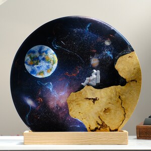 Lamp custom resin, Galaxy Resin Lamp, epoxy resin lamp, night light wood, custom resin lamp,  table lamp, personalized gift, handmade gift