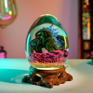 HANDCRAFTED Giant Monster Resin Egg, Custom Night Light for Easter Day, Handmade Gift for Home Decor, Epoxy Resin Lamp Gift for Him