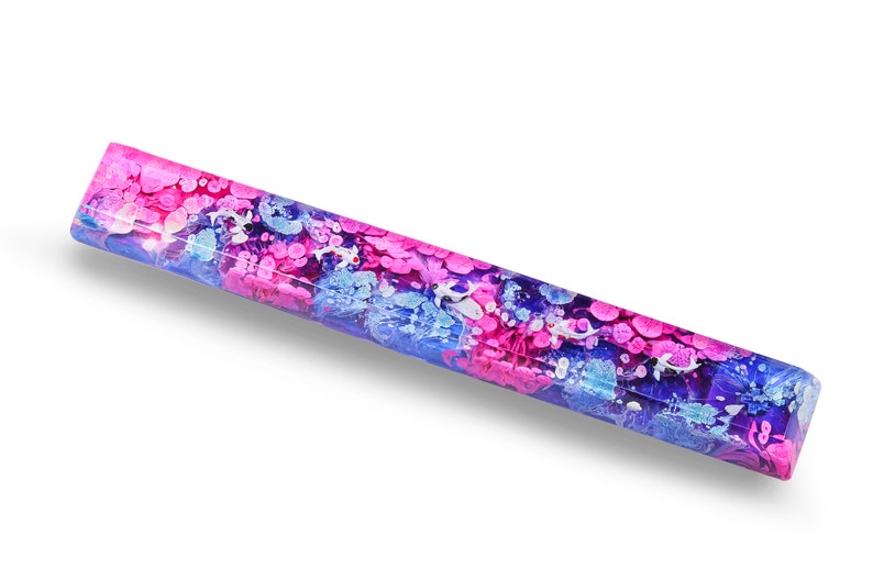 Teclas de resina com estampa de carpa koi rosa e azul | Perfil OEM R1 SA | Teclas ESC rosa e azul | Teclas artesanais para teclados mecânicos Cherry MX para jogos imagem 5