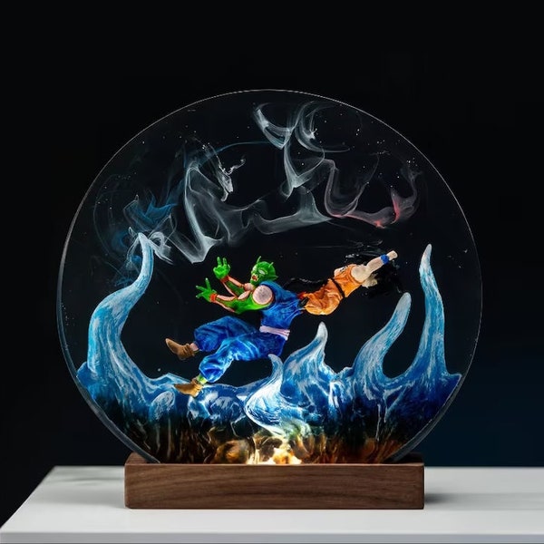 Anime Resin and Epoxy Night Light, Anime EPIC SHOWDOWN Resin Lamp, Custom Epoxy Resin Lamp, Custom Resin Light