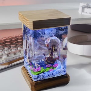 Lamp custom resin, Anchor Koi Fish lamp resin, epoxy resin lamp, night light wood, custom resin lamp, table lamp night light, bedside lamp