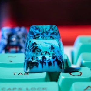 Snow Mountain Artisan Resin Keycap, Personalized Keycap, Spacebar Keycap, Japanese Keycap Set, Gaming Keycap, Handmade Gift For Friends
