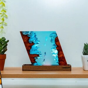 Scuba Diving Resin Lamp, Blue Ocean Table Lamp, Custom Night Light, Epoxy Resin Wood Lamp, Hom Decor Lamp, Handmade Gift for friend