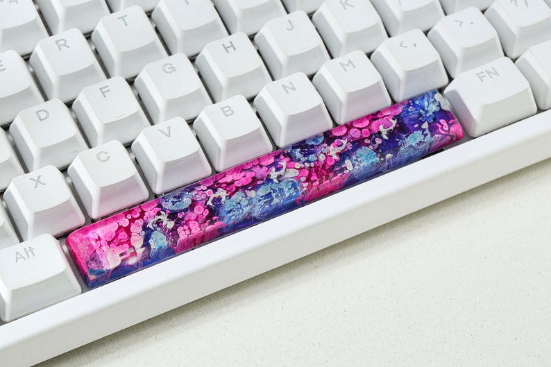 Teclas de resina com estampa de carpa koi rosa e azul | Perfil OEM R1 SA | Teclas ESC rosa e azul | Teclas artesanais para teclados mecânicos Cherry MX para jogos imagem 10
