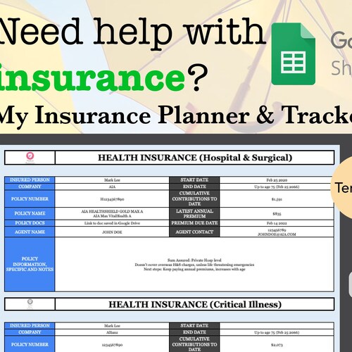 Medical Insurance Planner and Tracker Organize Your Etsy