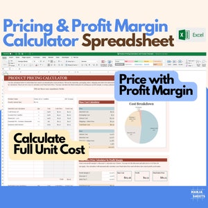 Product Pricing Template, Pricing Sheet, Pricing Calculator, Handmade Products, Small Business Planner, Business Spreadsheet, Excel Sheet