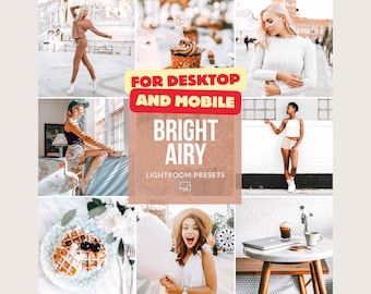 Bright & Airy Lightroom Presets - 17 Mobile and Desktop Presets for Clean, Blogger Aesthetic, Instagram, Soft White Photo Filter