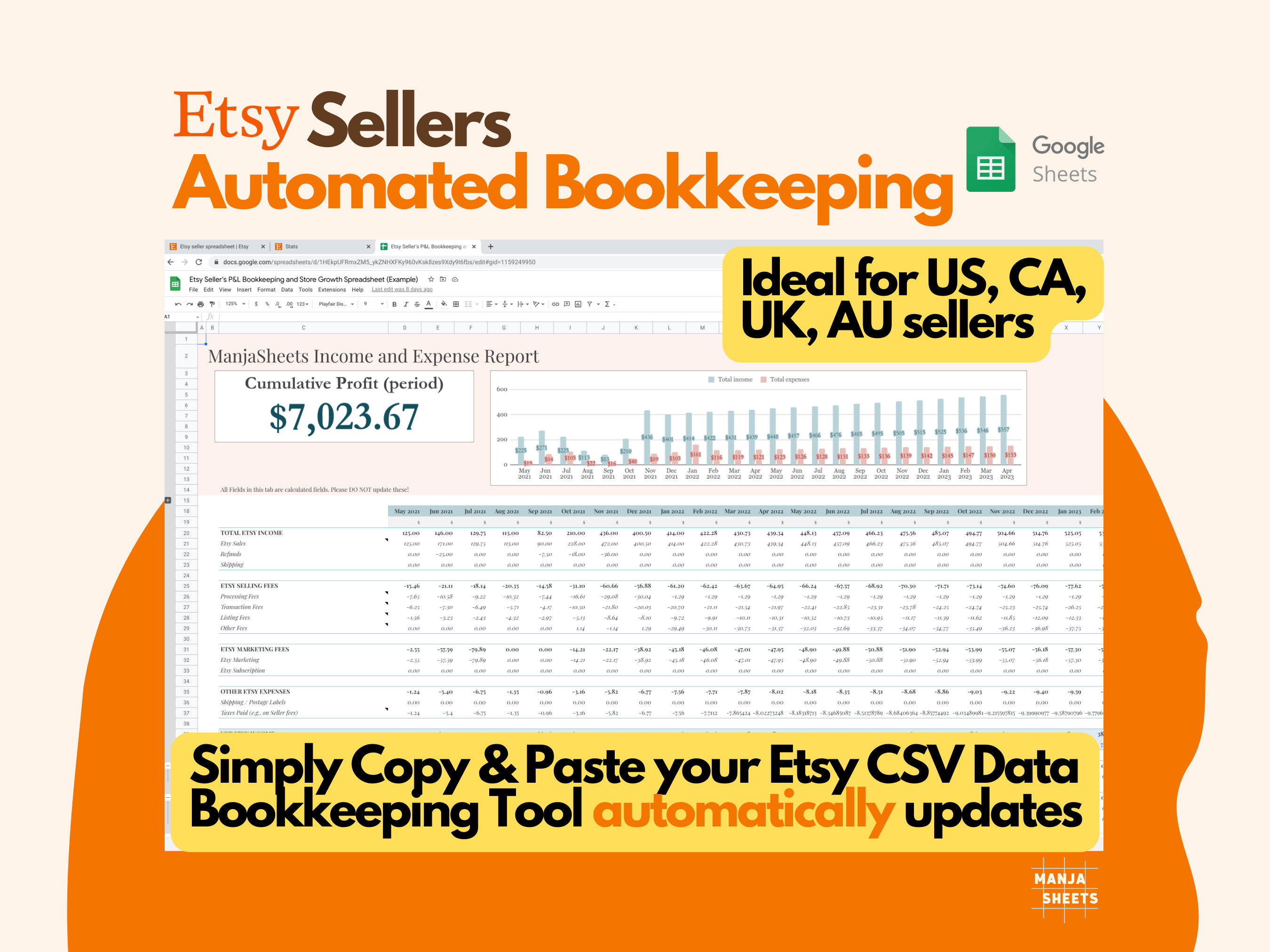 Etsy Seller Automatic Bookkeeping Small Business Planner Etsy