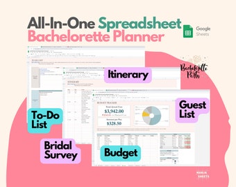 Bachelorette Party Planner Google Sheet: Bridal Party Organizer (Digital Download)